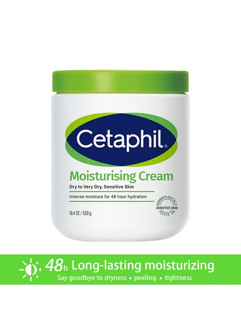 Cetaphil Dermatologist Recommended Moisturising Cream 550g - For Dry/Sensitive Skin, Intense Repair & Hydration - Image 1